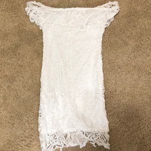 White mini crotchet dress off shoulder